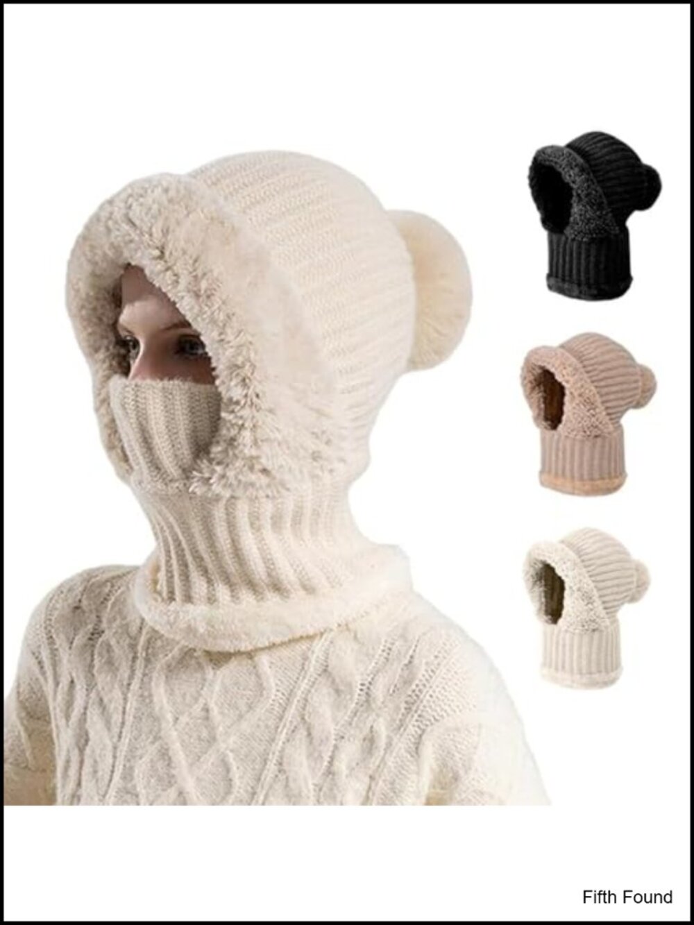 3-in-1 Knit Beanie Hat with Scarf and Mask Set Winter Warm Ski Neck Warmer